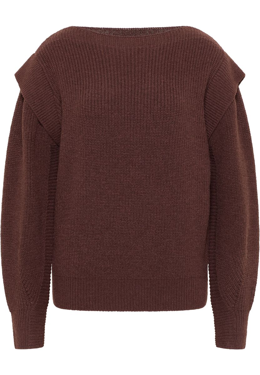 Grobstrickpullover mit U-Boot-Ausschnitt