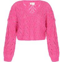 Kurzpullover mit Ajour-Strick und Pailletten