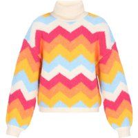 Bunter Strickpullover mit Zickzack-Muster