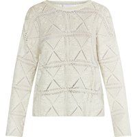 Geometrischer Lochstrick-Pullover mit Rundhalsausschnitt