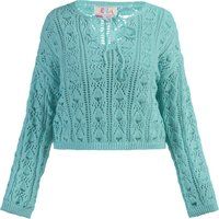 Häkelstrickpullover mit Bindeband