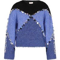 Flauschiger Pailletten-Pullover mit Farbakzenten