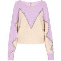 Jacquard-Strickpullover mit Strass-Verzierung