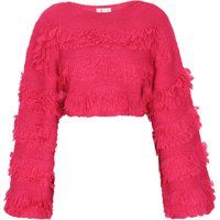 Kurzer Boho-Strick mit Fransenstruktur