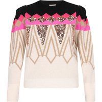 Geometrischer Jacquard-Pullover mit Pailletten