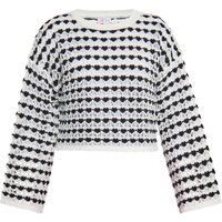 Kurzer Häkelpullover mit Herzmuster