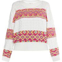 Pullover mit Ethnomuster und Zopfstrick