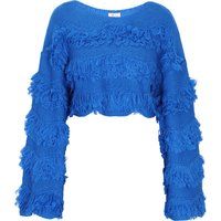 Kurzer Strickpullover mit Fransen-Besatz