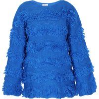 Lagen-Strickpullover mit Fransen