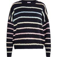 Gestreifter Strickpullover mit Flausch-Details