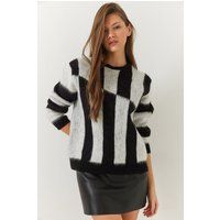 Karierter Rundhals-Strickpullover