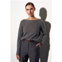 Gerippter Kaschmirpullover mit U-Boot-Ausschnitt