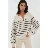 Gestreifter Henley-Strickpullover