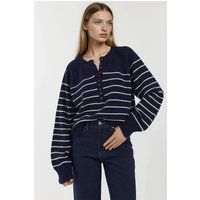 Gestreifter Henley-Strickpullover