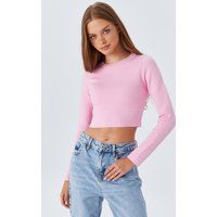 Langärmliges Basic Strick-Crop-Top