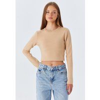 Klassisches Tailliertes Strick Crop Top