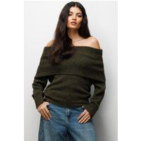 Lockerer Off-Shoulder Rippenpullover