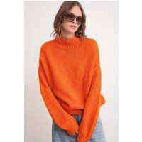 Oversized Grobstrickoberteil mit Stehkragen
