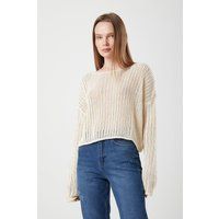 Oversized Grobstrick-Crop-Pullover