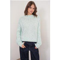 Lässiger Grobstrickpullover mit Stehkragen