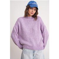 Lässiger Grobstrickpullover mit Stehkragen