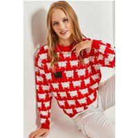 Grobstrickpullover mit Schaf-Motiv