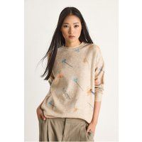 Lockerer Strickpullover mit Blumenmuster