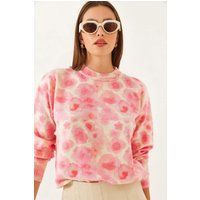 Gestrickter Pullover mit abstraktem Blumenmuster