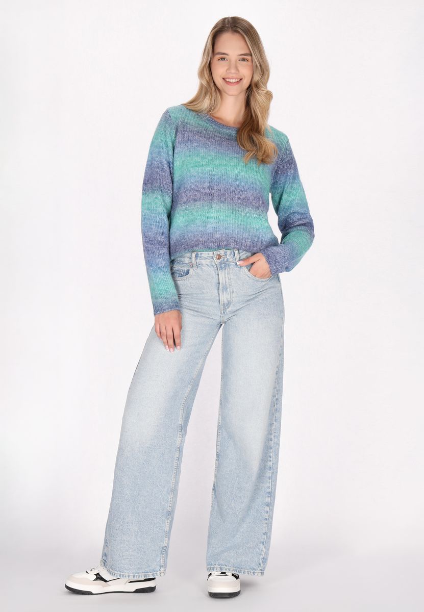 Rundhalspullover mit Ombré-Strickmuster