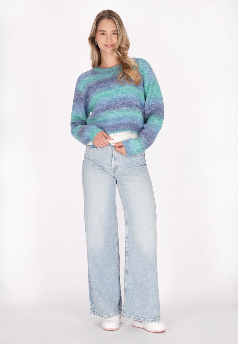 Kurzer Strickpullover mit Ombre-Farbverlauf