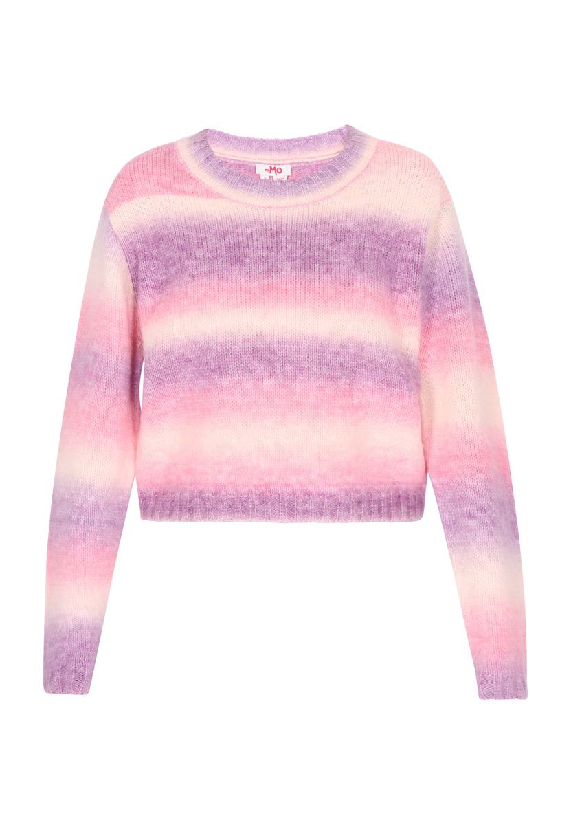 Kurzer Strickpullover mit Ombré-Streifen