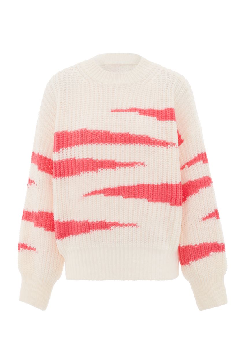Übergroßer Strickpullover mit abstraktem Streifenmuster