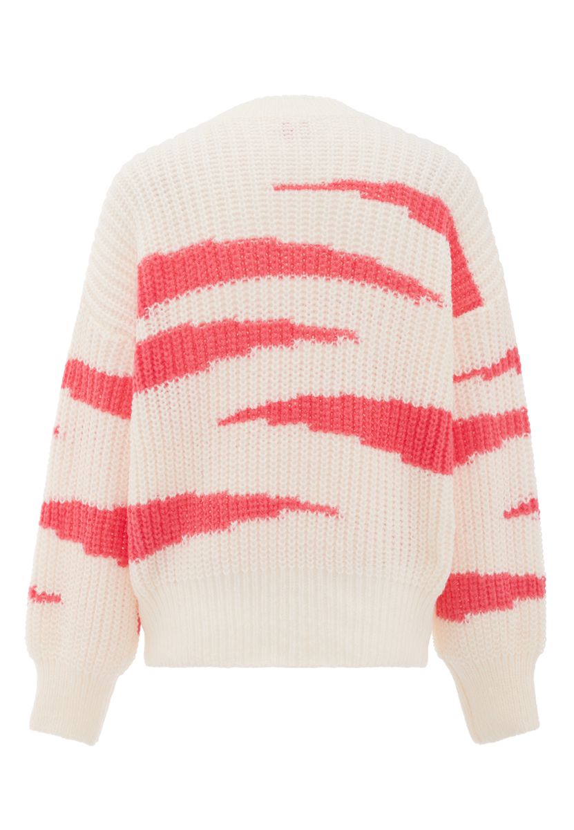 Übergroßer Strickpullover mit abstraktem Streifenmuster