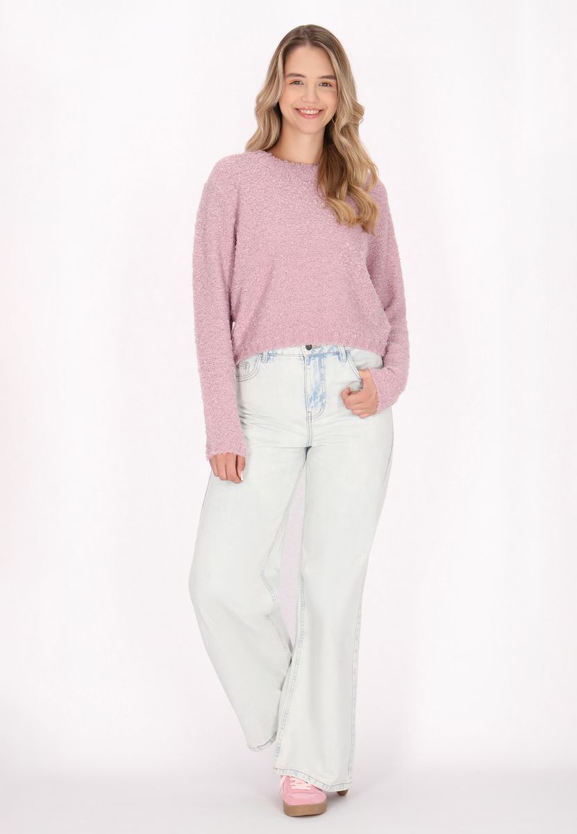 Strukturierter Pullover mit Rundhalsausschnitt