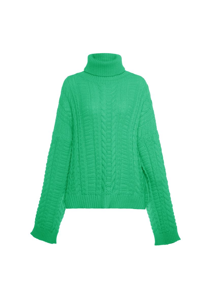Gemütlicher Zopfmuster-Rollkragenpullover