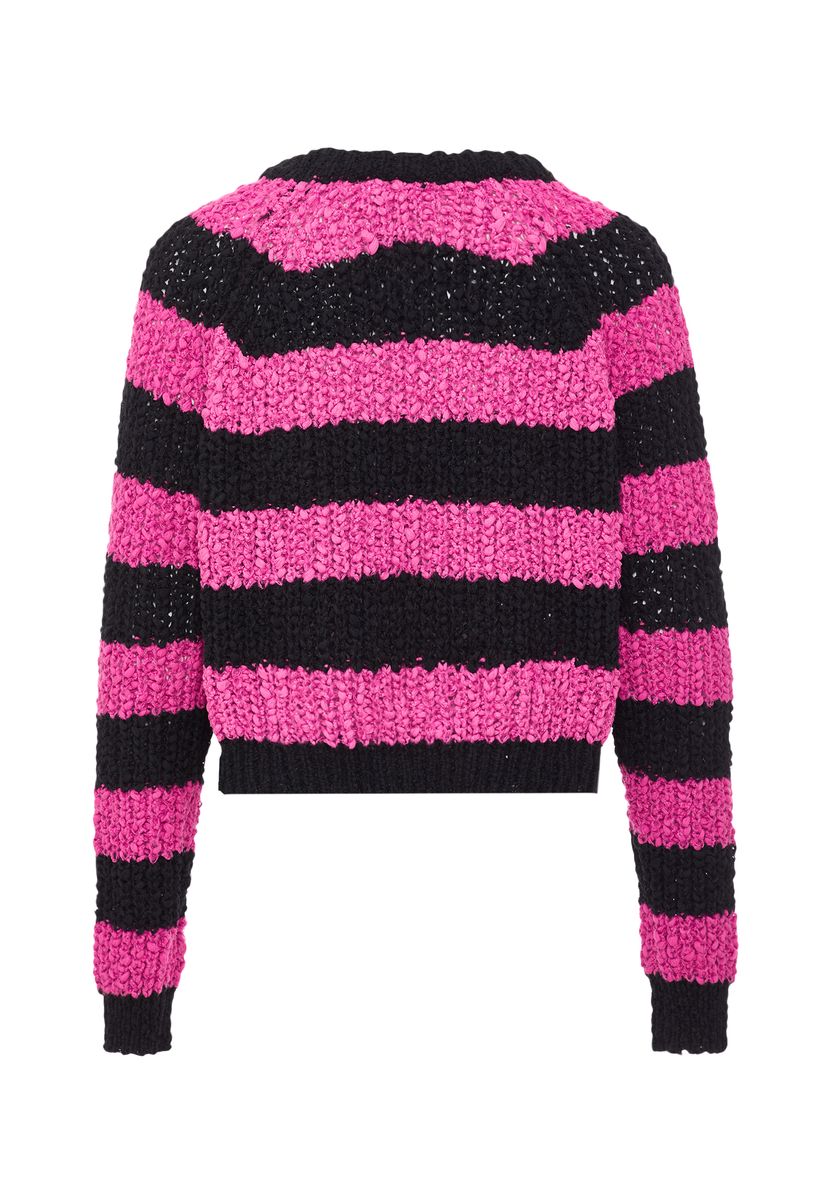Gestreifter Grobstrick-Cropped-Pullover