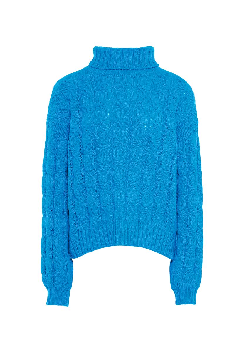 Zopfstrick-Rollkragenpullover