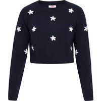 Kurzpullover mit Blumenstickerei