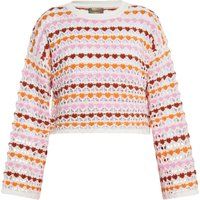 Strukturierter Kurzpullover mit Streifen