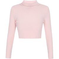 Gerippter Stehkragen Crop-Pullover