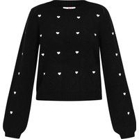 Strickpullover mit bestickten Herzmotiven