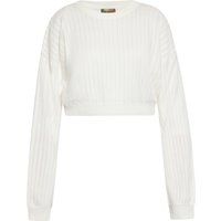 Kurzer gerippter Rundhals-Strickpullover