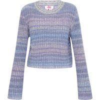 Gerippter Crop-Strickpullover mit Ombré-Muster