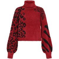 Rollkragenpullover mit Animal-Print Mix