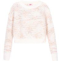 Melierter Grobstrick-Cropped-Pullover
