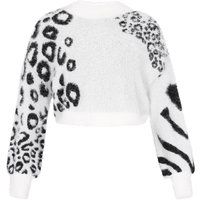 Kurzpullover mit gemischtem Tiermuster