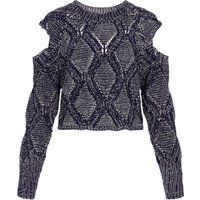 Geometrischer Strickpullover mit Schulter-Cut-Outs