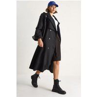Zweireihiger Midi-Trenchcoat mit Nadelstreifen