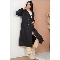 Klassischer zweireihiger langer Trenchcoat