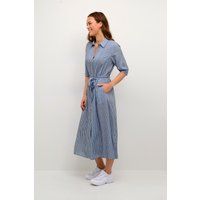 Gestreiftes Midi-Hemdblusenkleid aus Viskose